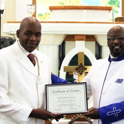 Minister Phillips receives his License to Preach. Nov. 6, 2016